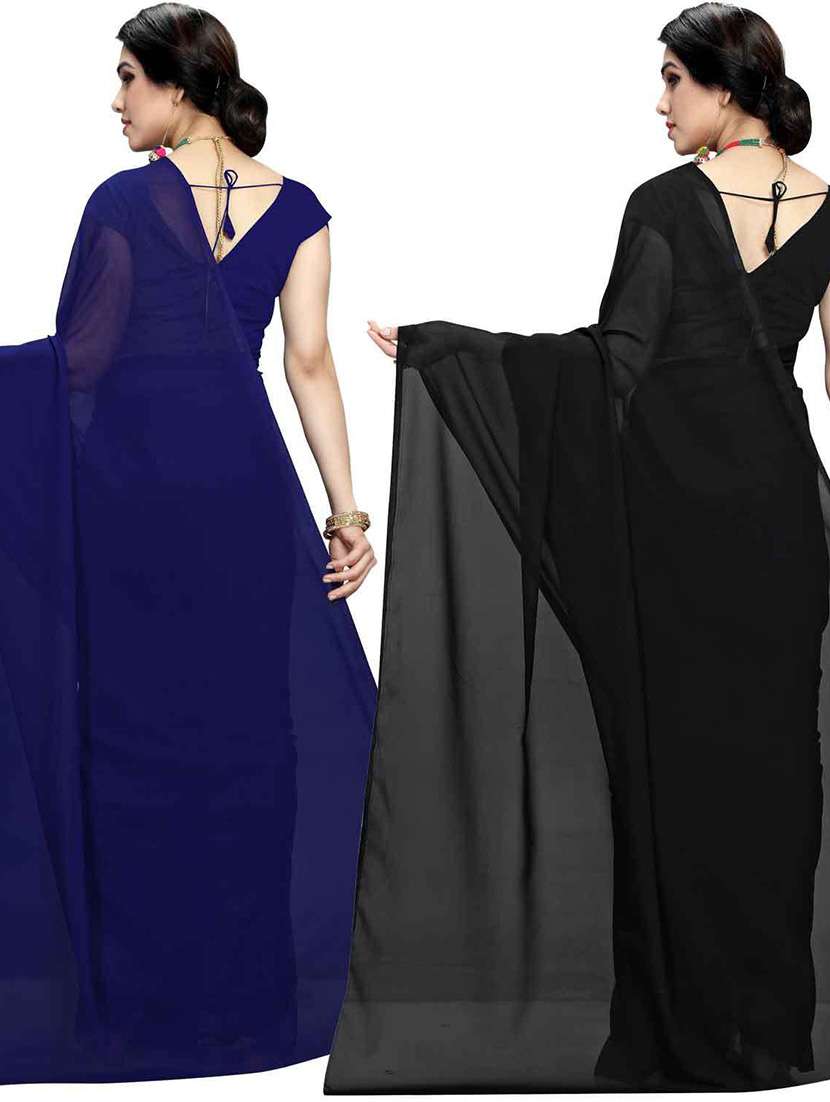 pack of 2 casual wear combo sarees with blouse - 21418480 -  Standard Image - 1