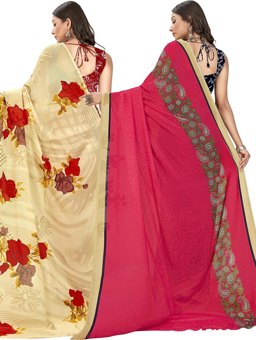 pack of 2 casual wear combo sarees with blouse - 21424504 - Standard Image - 1