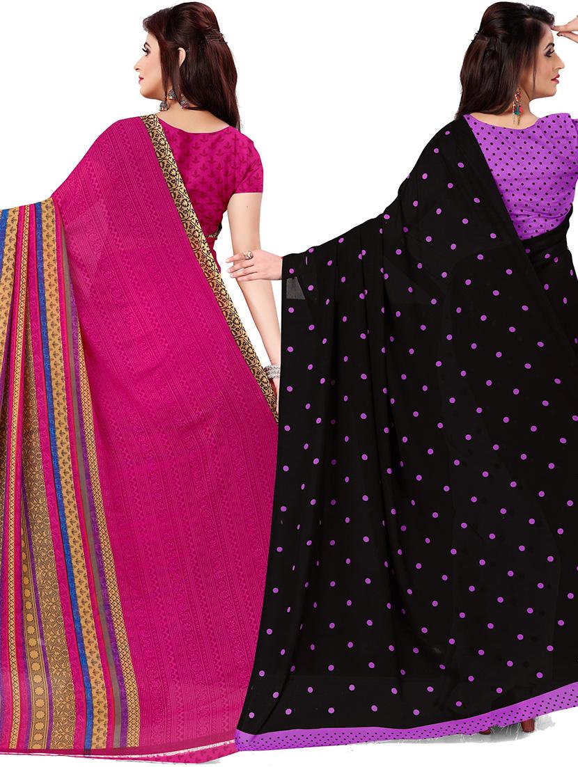 pack of 2 casual wear combo sarees with blouse - 21425304 - Standard Image - 1
