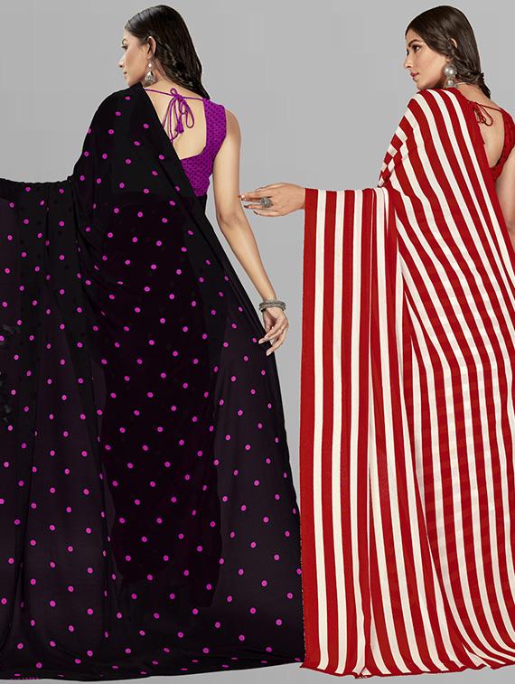 pack of 2 printed casual wear sarees with blouse - 21425305 - Standard Image - 1