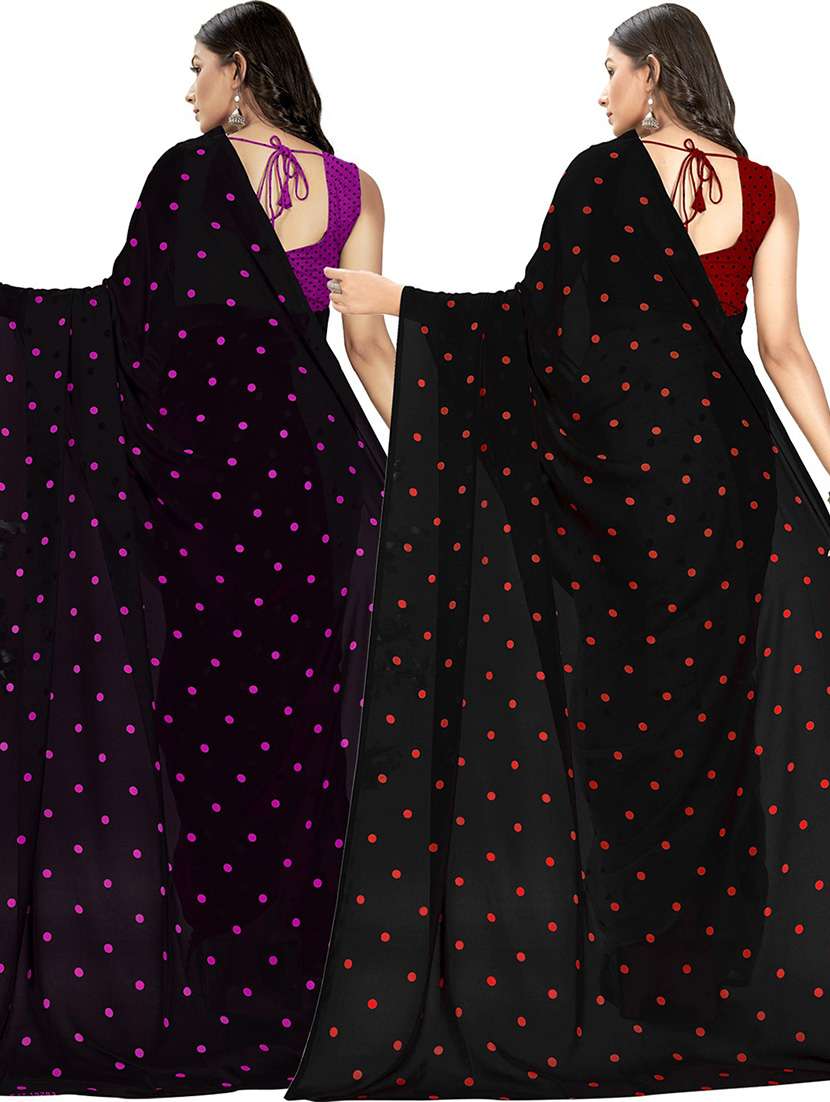pack of 2 printed casual wear sarees with blouse - 21425307 -  Standard Image - 1