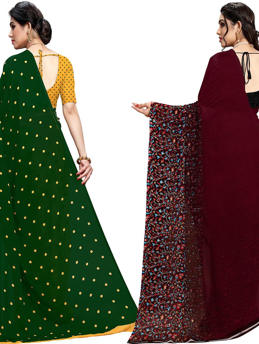 pack of 2 printed casual wear sarees with blouse - 21425440 - Standard Image - 1