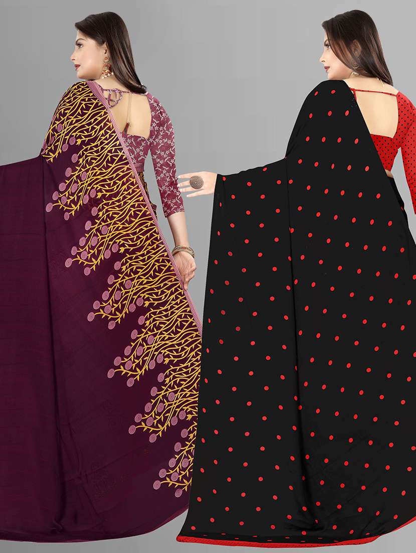 pack of 2 casual wear sarees with blouse - 21425455 -  Standard Image - 1