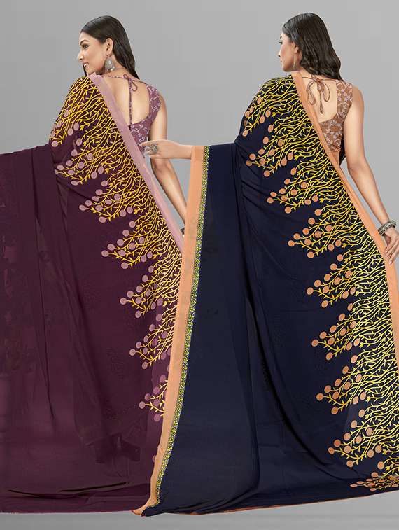 women pack of 2 casual wear combo sarees with blouse - 21425660 -  Standard Image - 1