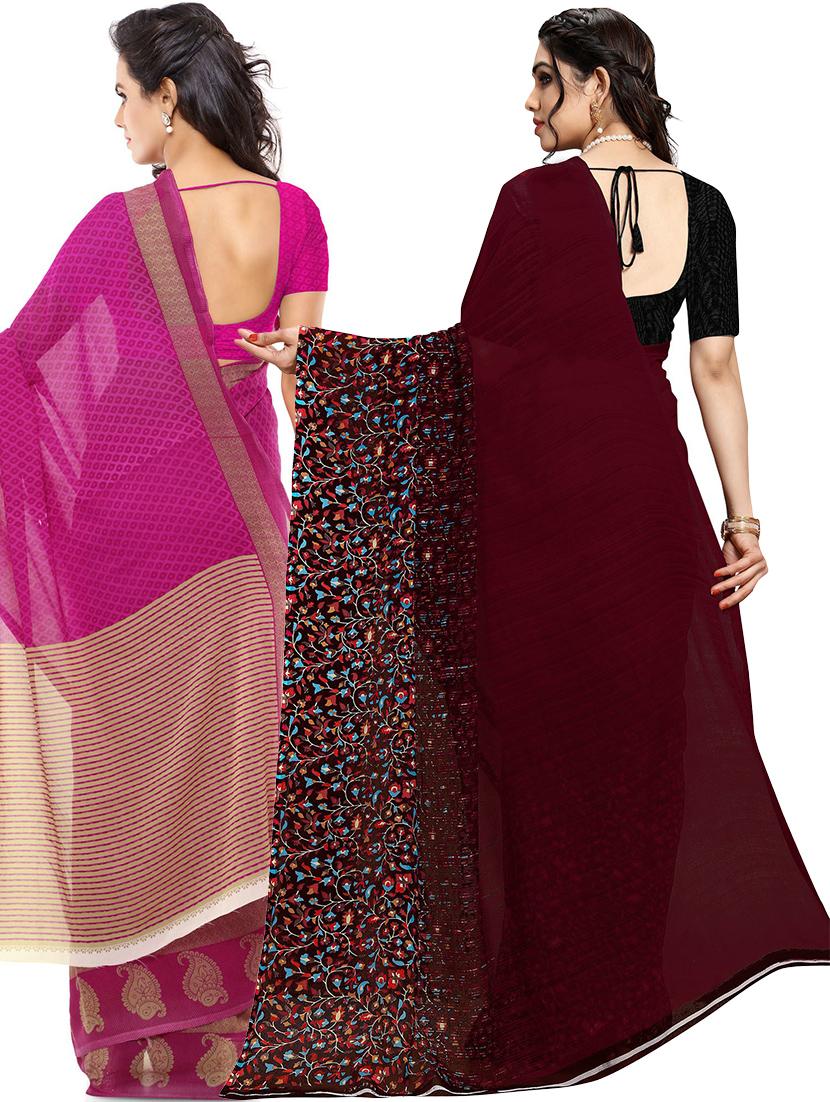 women pack of 2 casual wear combo sarees with blouse - 21425803 -  Standard Image - 1