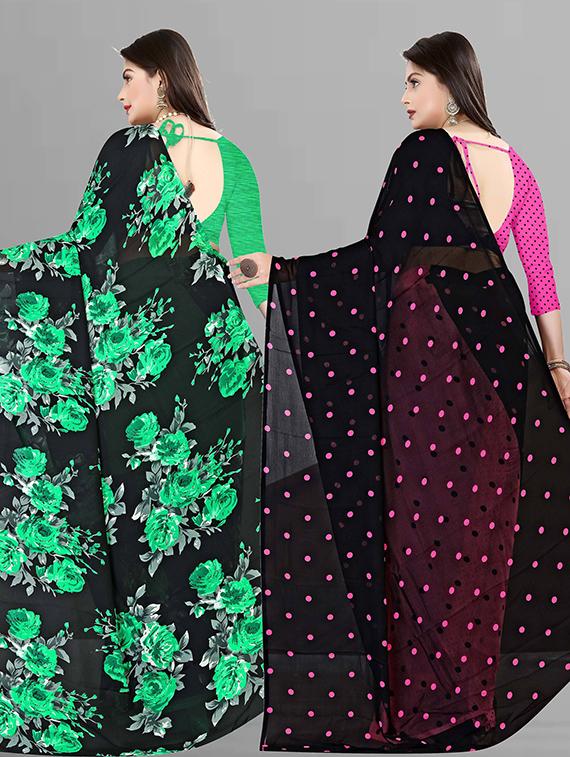 women pack of 2 casual wear combo sarees with blouse - 21426309 - Standard Image - 1