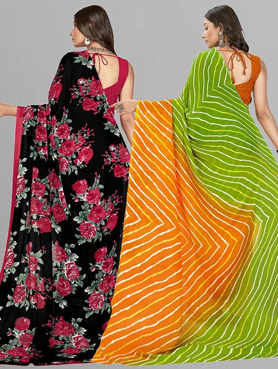 women pack of 2 casual wear combo sarees with blouse - 21426331 - Standard Image - 1
