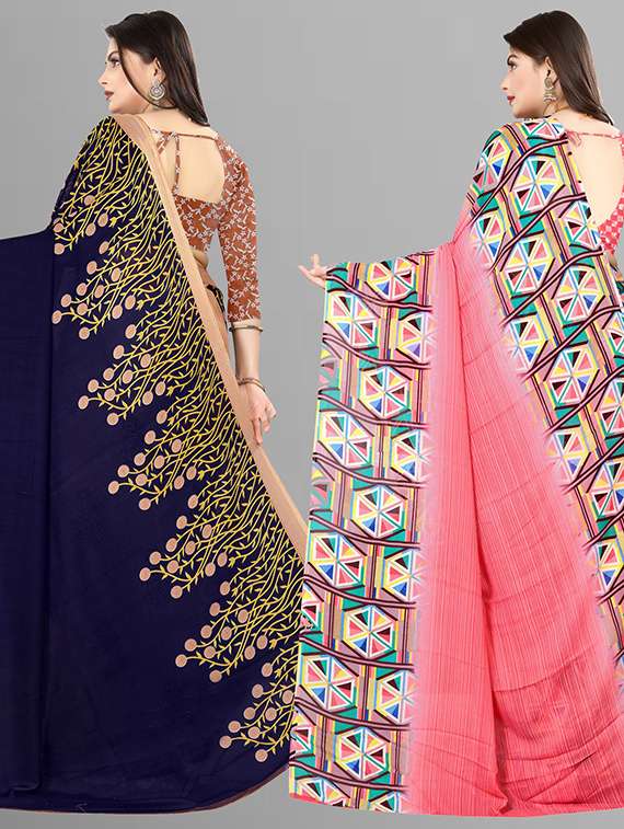 women pack of 2 casual wear combo sarees with blouse - 21426389 -  Standard Image - 1