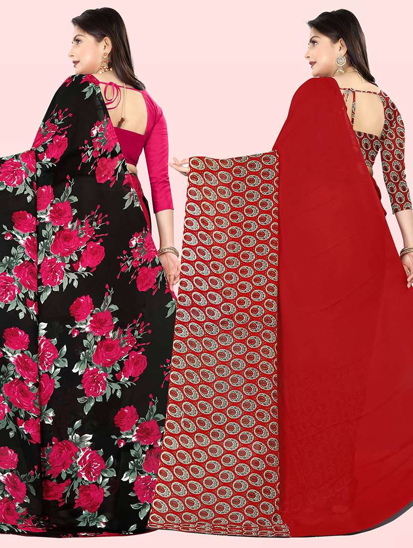 women pack of 2 casual wear combo sarees with blouse - 21426674 -  Standard Image - 1