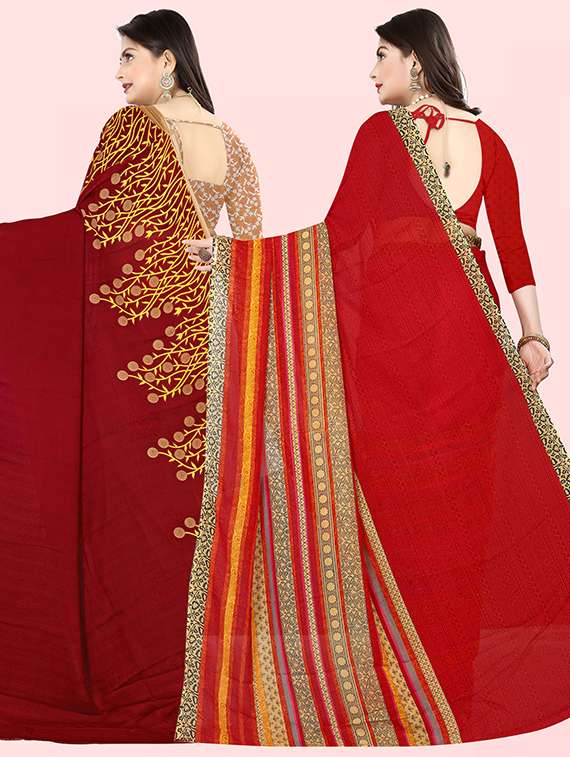 women pack of 2 casual wear combo sarees with blouse - 21426684 -  Standard Image - 1