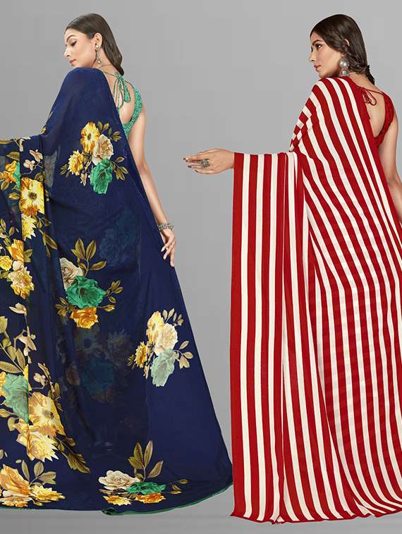 women pack of 2 casual wear combo sarees with blouse - 21426754 - Standard Image - 1