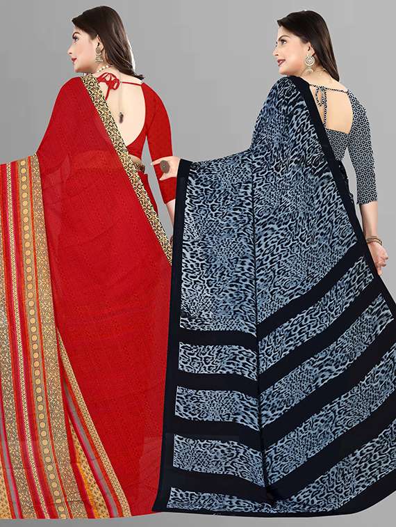 women pack of 2 casual wear combo sarees with blouse - 21426756 -  Standard Image - 1