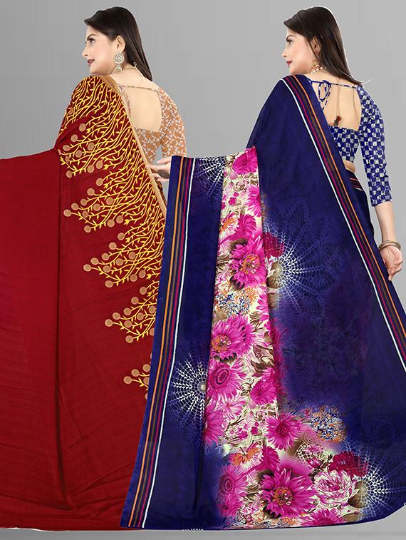 women pack of 2 casual wear combo sarees with blouse - 21426769 - Standard Image - 1