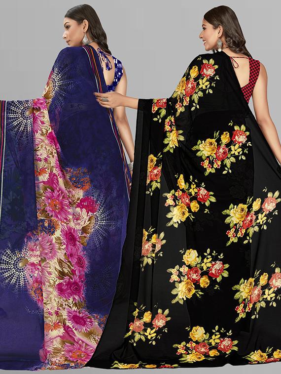 women pack of 2 casual wear combo sarees with blouse - 21426850 - Standard Image - 1
