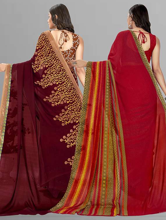 pack of 2 casual wear combo sarees with blouse - 21426891 -  Standard Image - 1