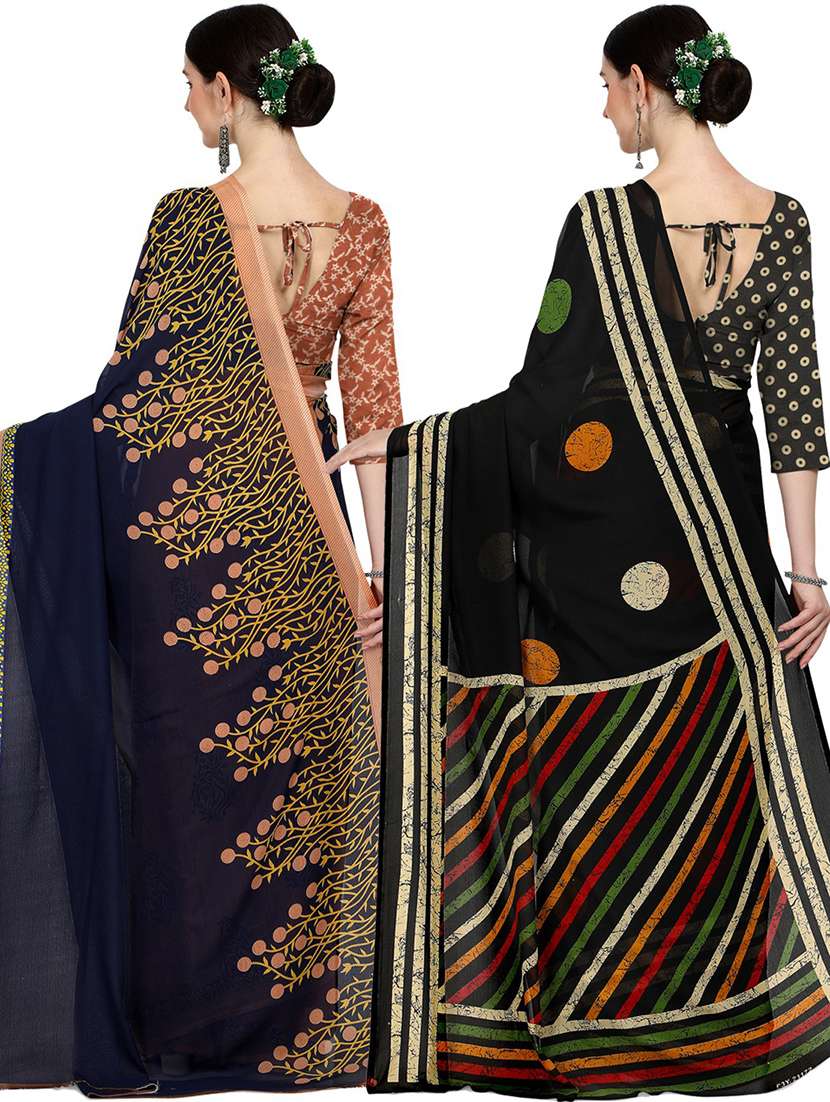 pack of 2 casual wear combo sarees with blouse - 21426897 -  Standard Image - 1