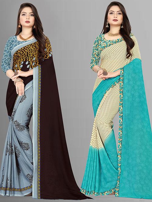 pack of 2 casual wear sarees with blouse - 21426902 - Standard Image - 0