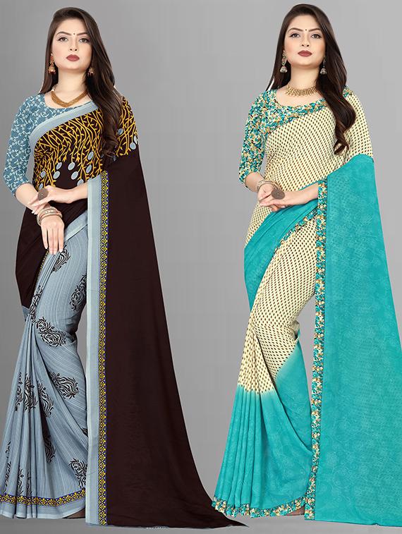 pack of 2 casual wear sarees with blouse - 21426902 - Zoom Image - 0
