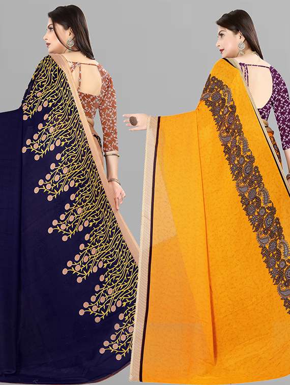 pack of 2 printed casual wear sarees with blouse - 21426903 -  Standard Image - 1