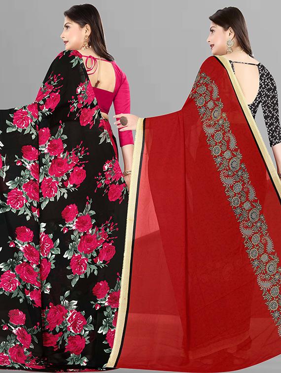women pack of 2 casual wear combo sarees with blouse - 21426917 - Standard Image - 1
