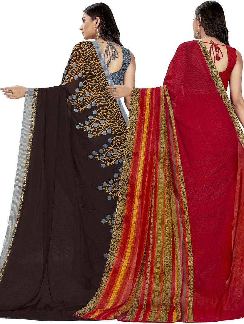 pack of 2 printed casual wear sarees with blouse - 21427002 -  Standard Image - 1