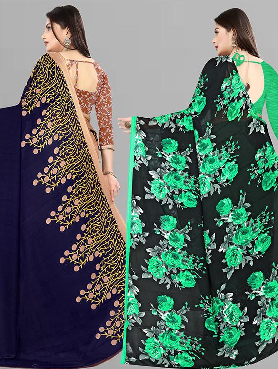 women pack of 2 casual wear combo sarees with blouse - 21427048 - Standard Image - 1