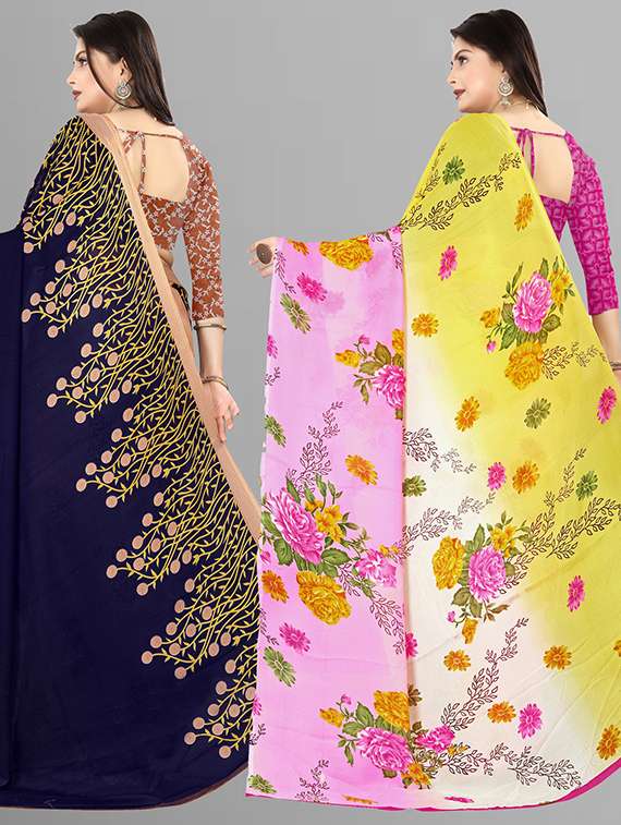  women pack of 2 casual wear combo sarees with blouse - 21427052 -  Standard Image - 1
