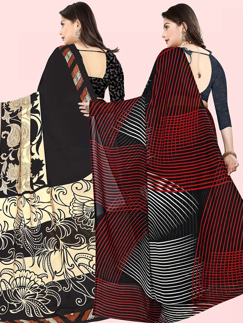 pack of 2 casual wear sarees with blouse - 21427180 -  Standard Image - 1