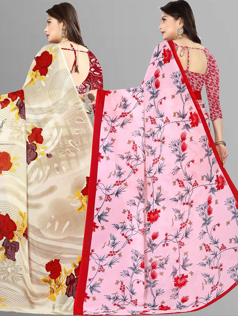 women pack of 2 casual wear combo sarees with blouse - 21427285 -  Standard Image - 1