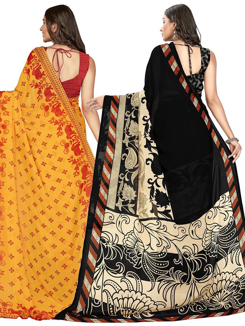 women pack of 2 casual wear combo sarees with blouse - 21427357 - Standard Image - 1