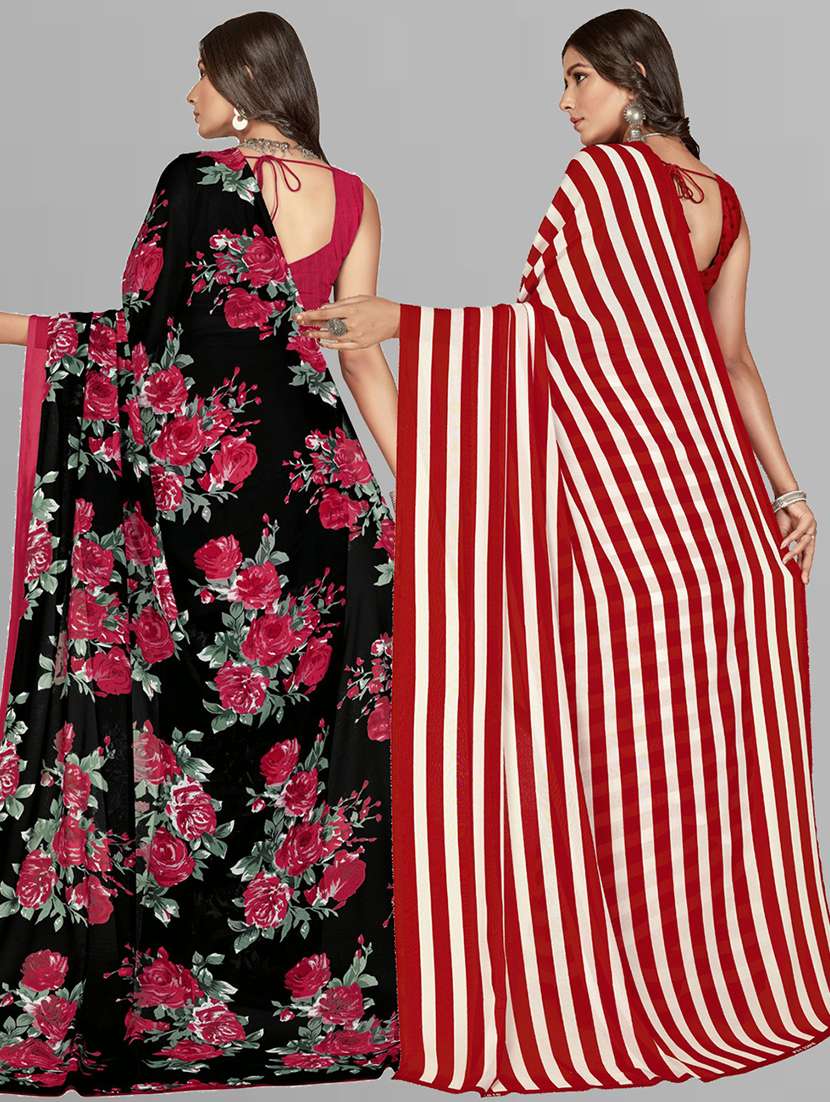 women pack of 2 casual wear combo sarees with blouse - 21427423 - Standard Image - 1