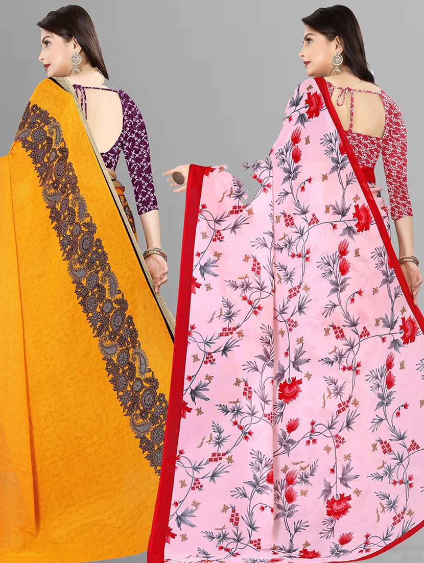 women pack of 2 casual wear combo sarees with blouse - 21427487 -  Standard Image - 1