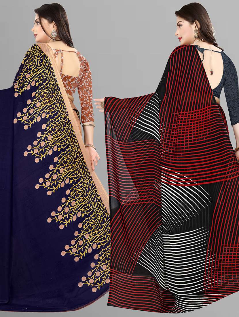 women pack of 2 casual wear combo sarees with blouse - 21427736 -  Standard Image - 1