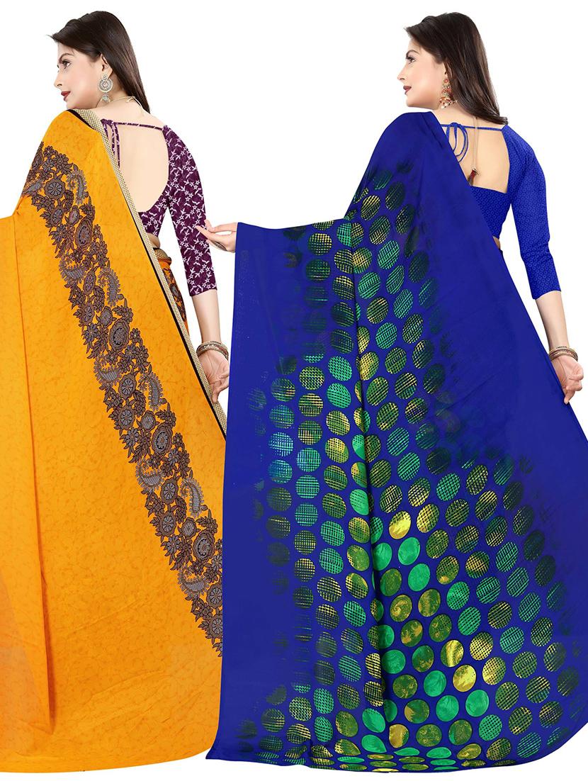women pack of 2 casual wear combo sarees with blouse - 21427741 - Standard Image - 1