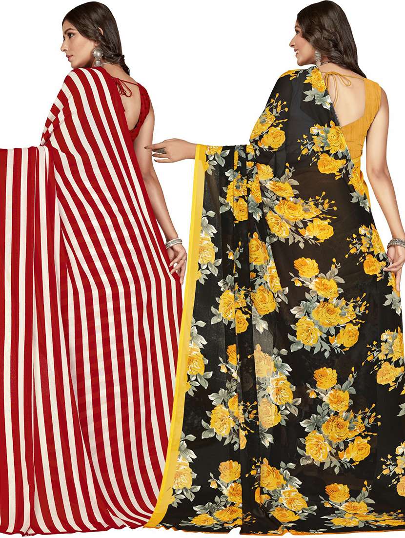 women pack of 2 casual wear combo sarees with blouse - 21427902 - Standard Image - 1