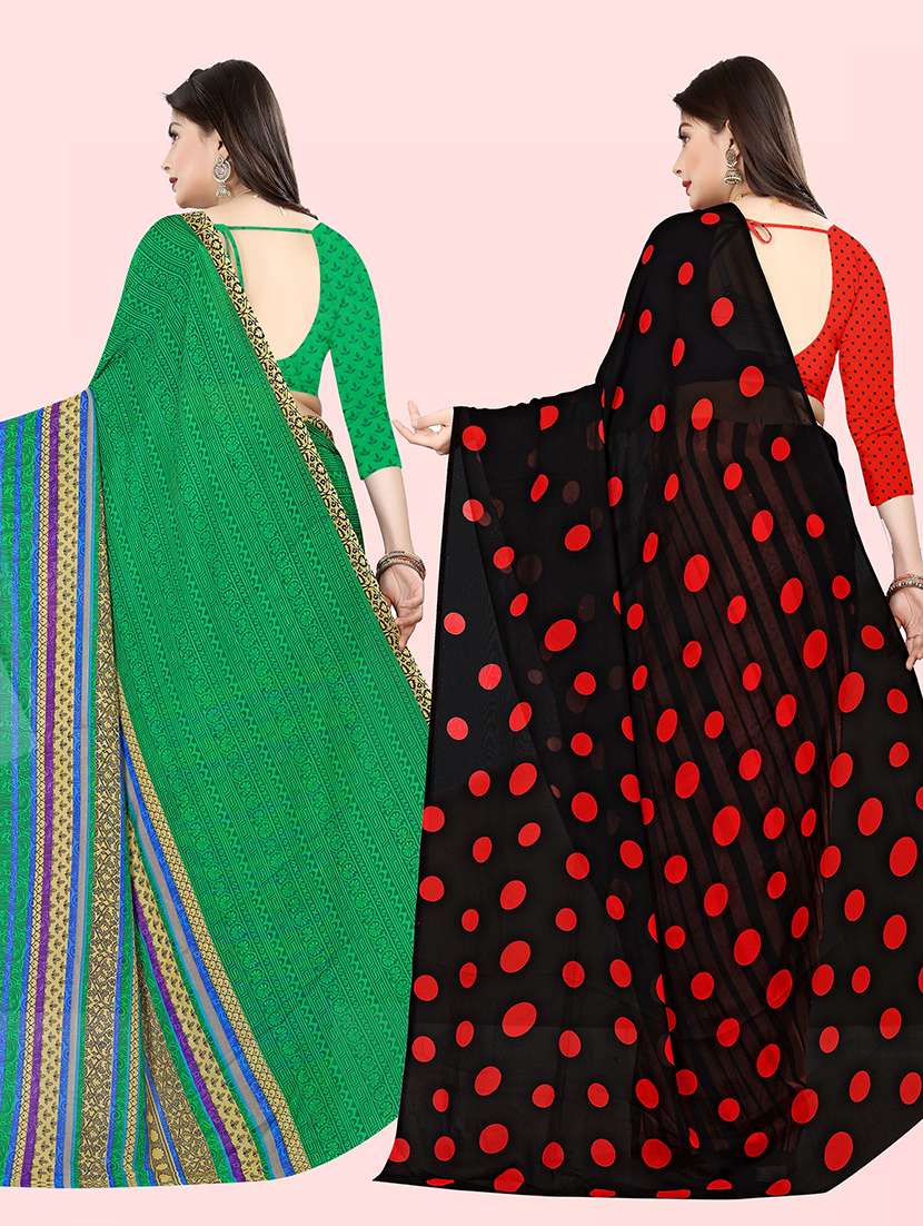 women pack of 2 casual wear combo sarees with blouse - 21428018 -  Standard Image - 1