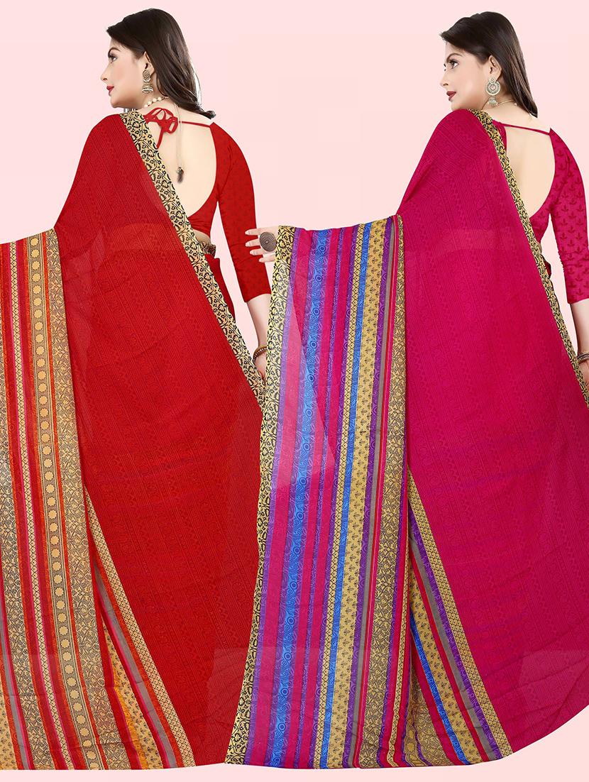 women pack of 2 casual wear sarees with blouse - 21428020 - Standard Image - 1