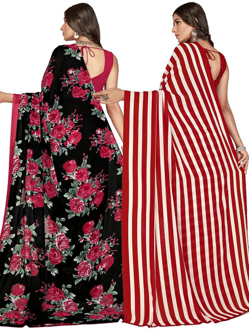 women pack of 2 casual wear combo sarees with blouse - 21428226 - Standard Image - 1
