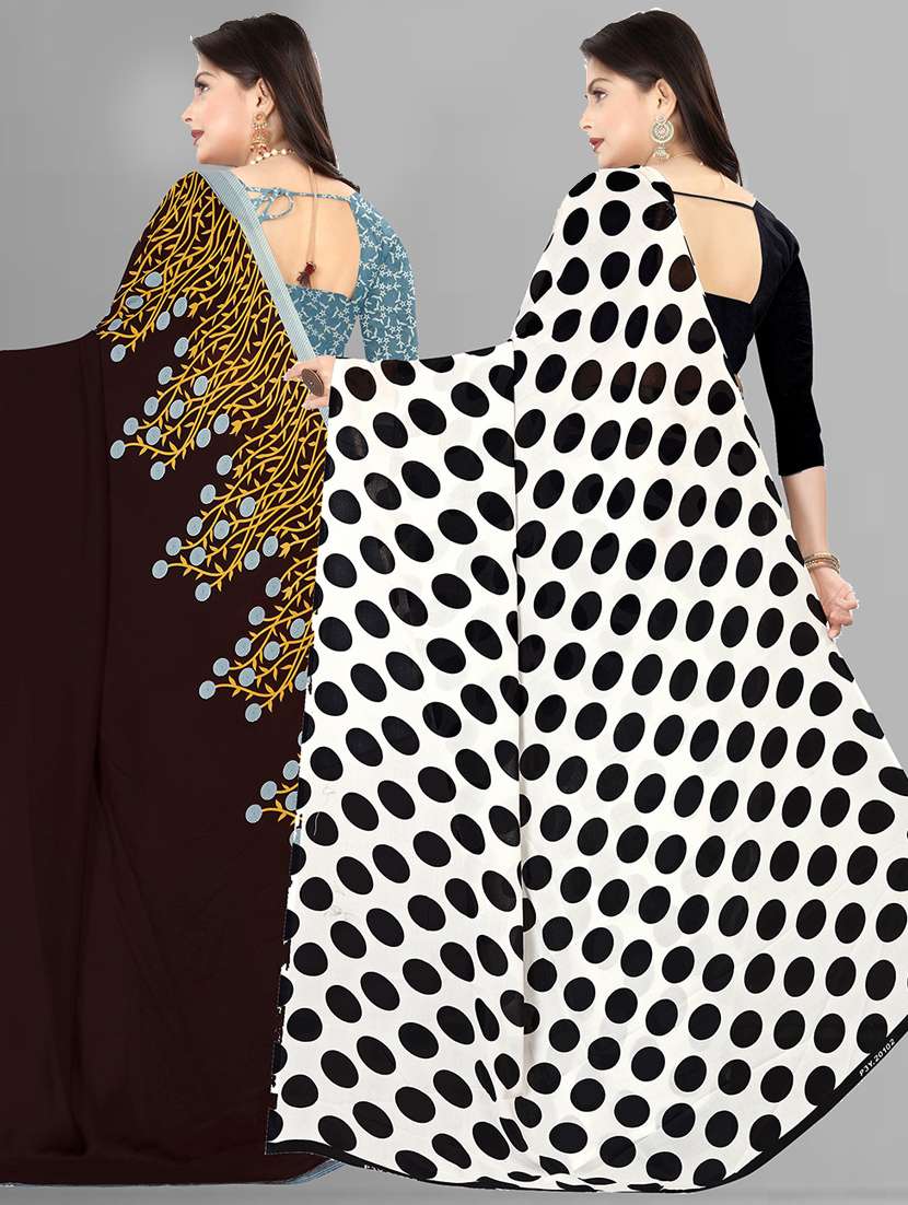 women pack of 2 casual wear combo sarees with blouse - 21428380 -  Standard Image - 1
