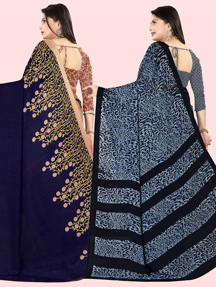 women pack of 2 casual wear combo sarees with blouse - 21428453 -  Standard Image - 1