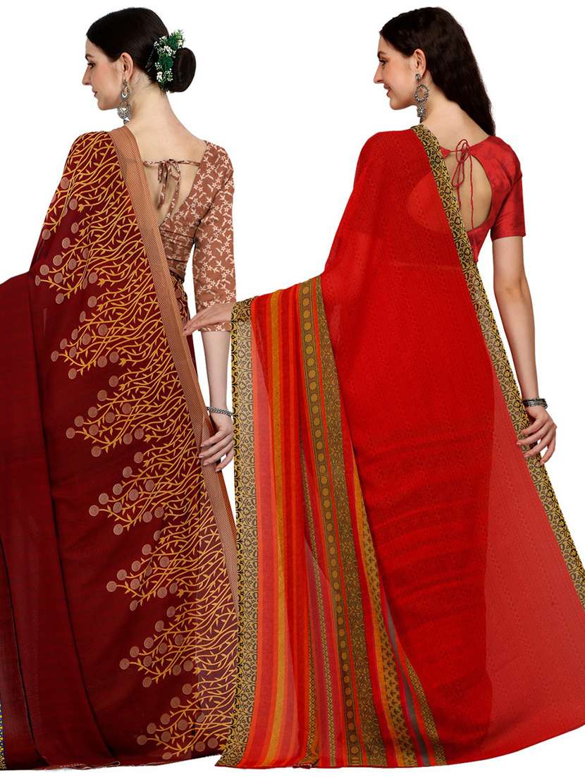 women pack of 2 casual wear sarees with blouse - 21428465 -  Standard Image - 1