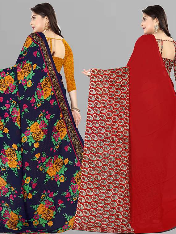 women pack of 2 casual wear combo sarees with blouse - 21428558 -  Standard Image - 1