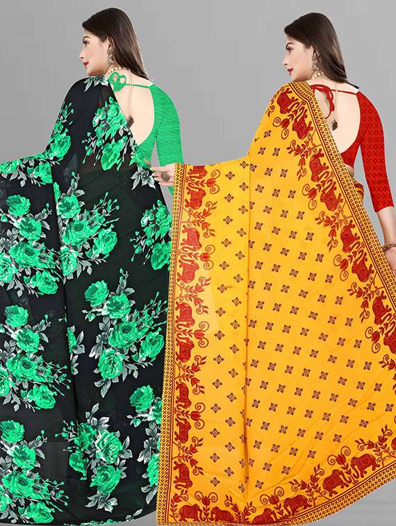 women pack of 2 casual wear sarees with blouse - 21428564 -  Standard Image - 1