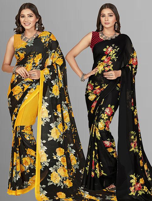 women pack of 2 casual wear combo sarees with blouse - 21428588 -  Standard Image - 0