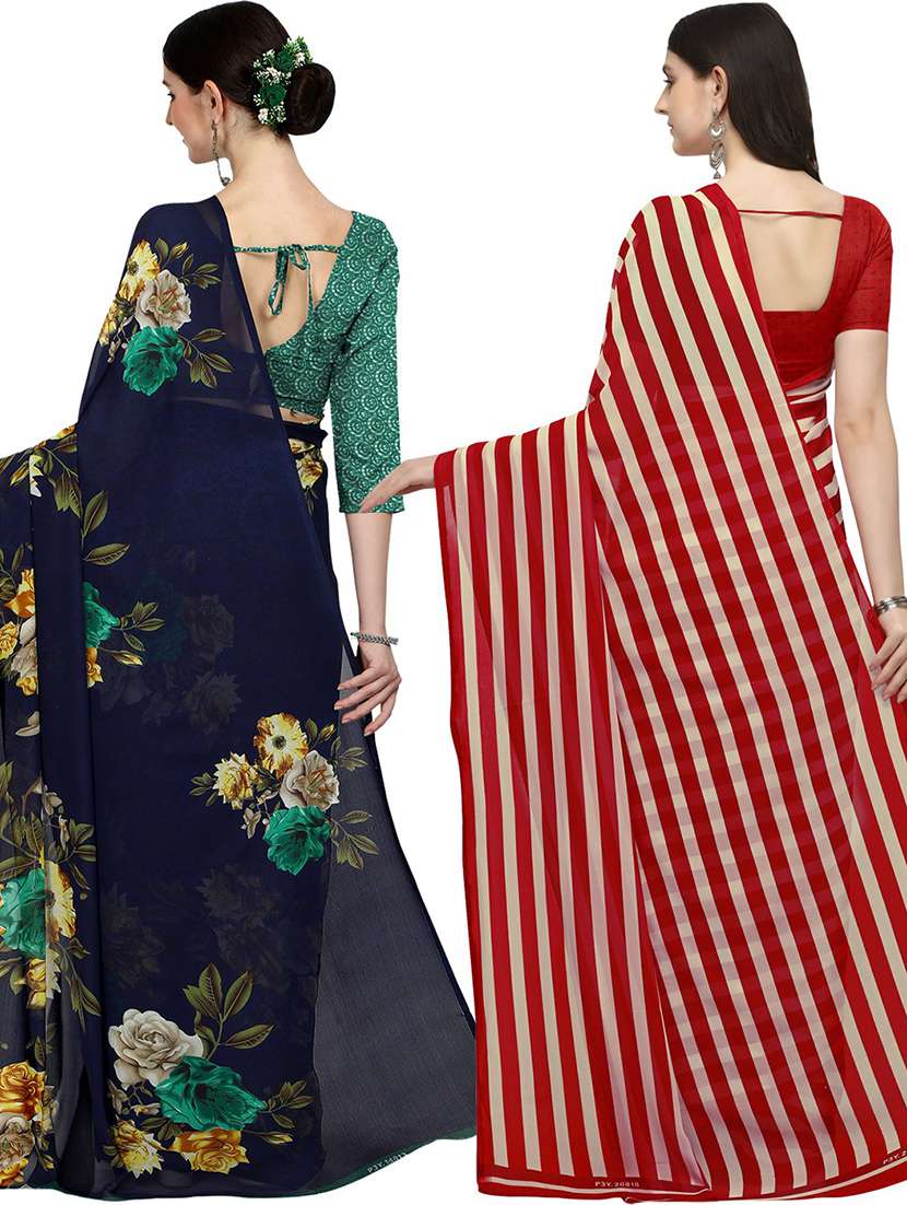 women pack of 2 casual wear combo sarees with blouse - 21428590 - Standard Image - 1