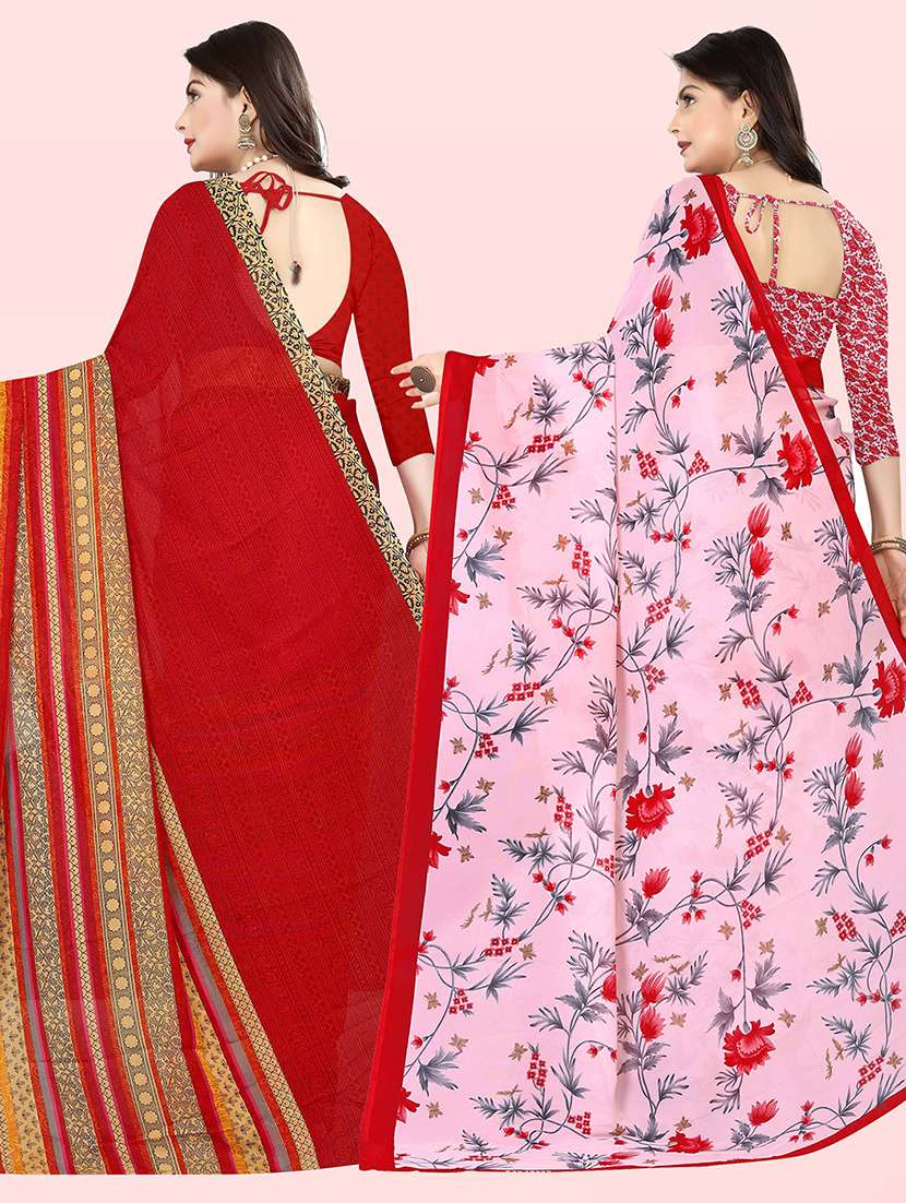 women pack of 2 casual wear sarees with blouse - 21428696 -  Standard Image - 1