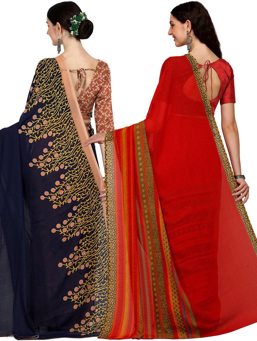 women pack of 2 casual wear combo sarees with blouse - 21428845 - Standard Image - 1