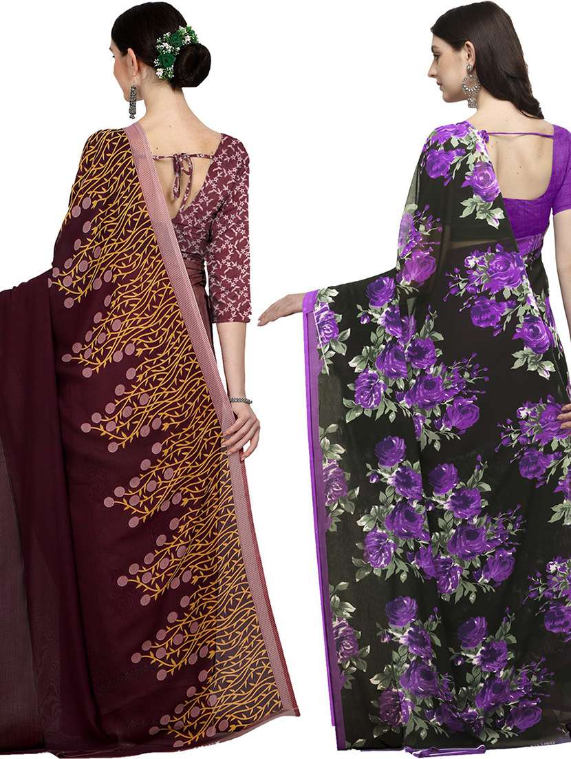 women pack of 2 casual wear combo sarees with blouse - 21428849 -  Standard Image - 1