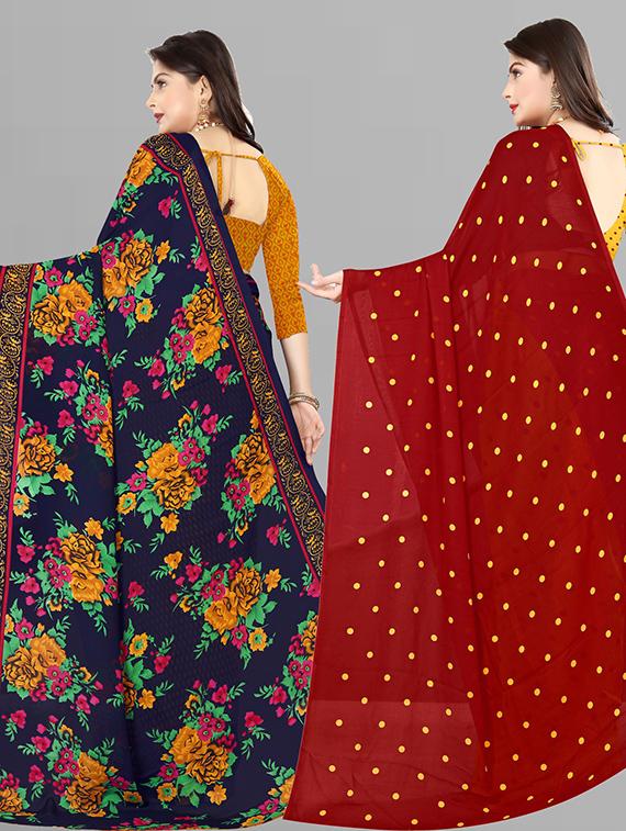 women pack of 2 casual wear combo sarees with blouse - 21428872 - Standard Image - 1