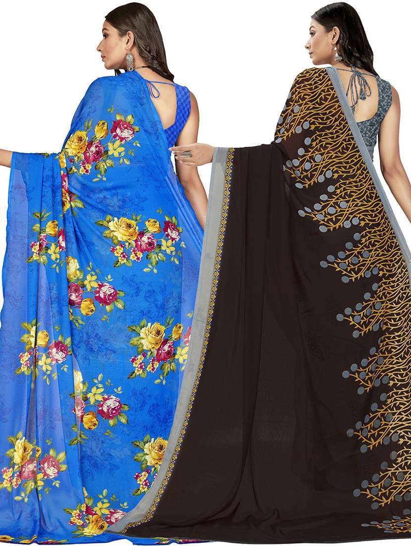 women pack of 2 casual wear combo sarees with blouse - 21428877 -  Standard Image - 1